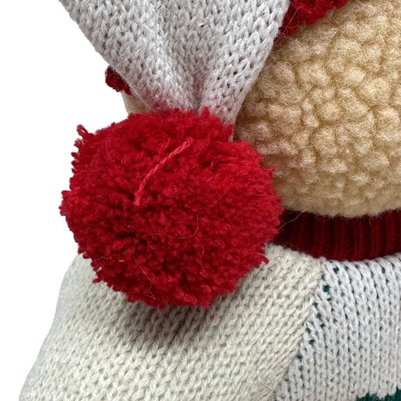 TB Trading Christmas Bear Plush Curly Fur Holly Berry Sweater Beige 14 Inch - Picture 8 of 11